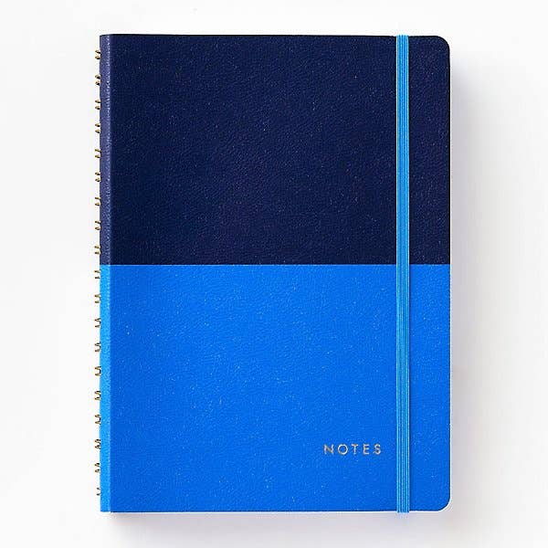 Blue Colorblocked Enclosed Spiral Notebook