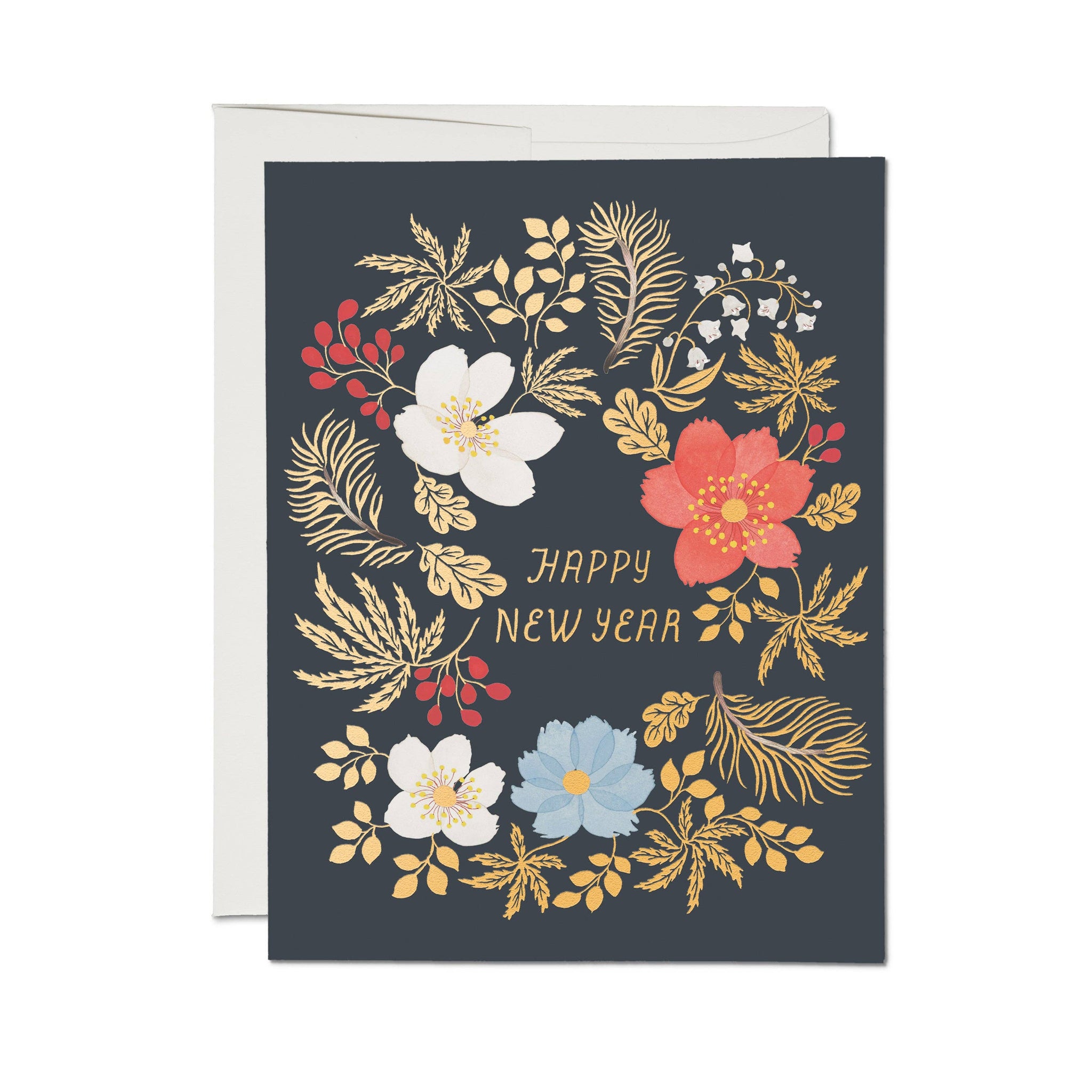 "New Year's Wreath" Holiday Greeting Card