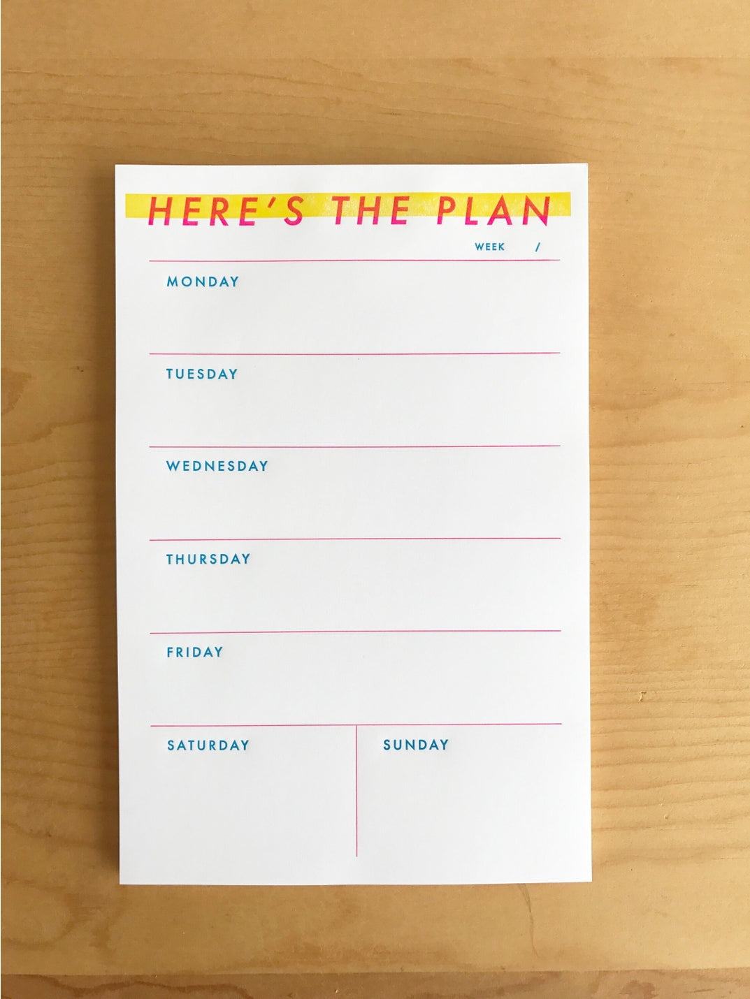 "Here is The Plan" Weekly Notepad