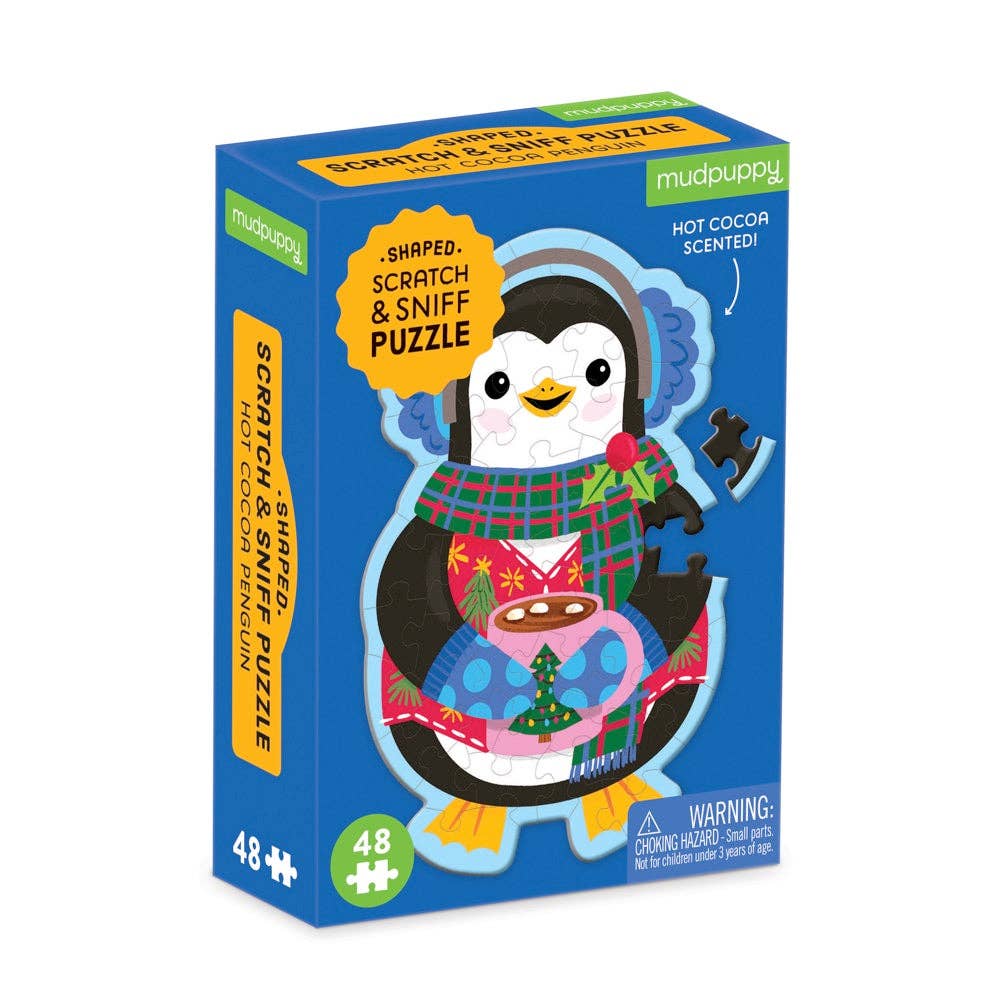 "Hot Cocoa Penguin" Scratch & Sniff Shaped Mini Puzzle (48 Piece)