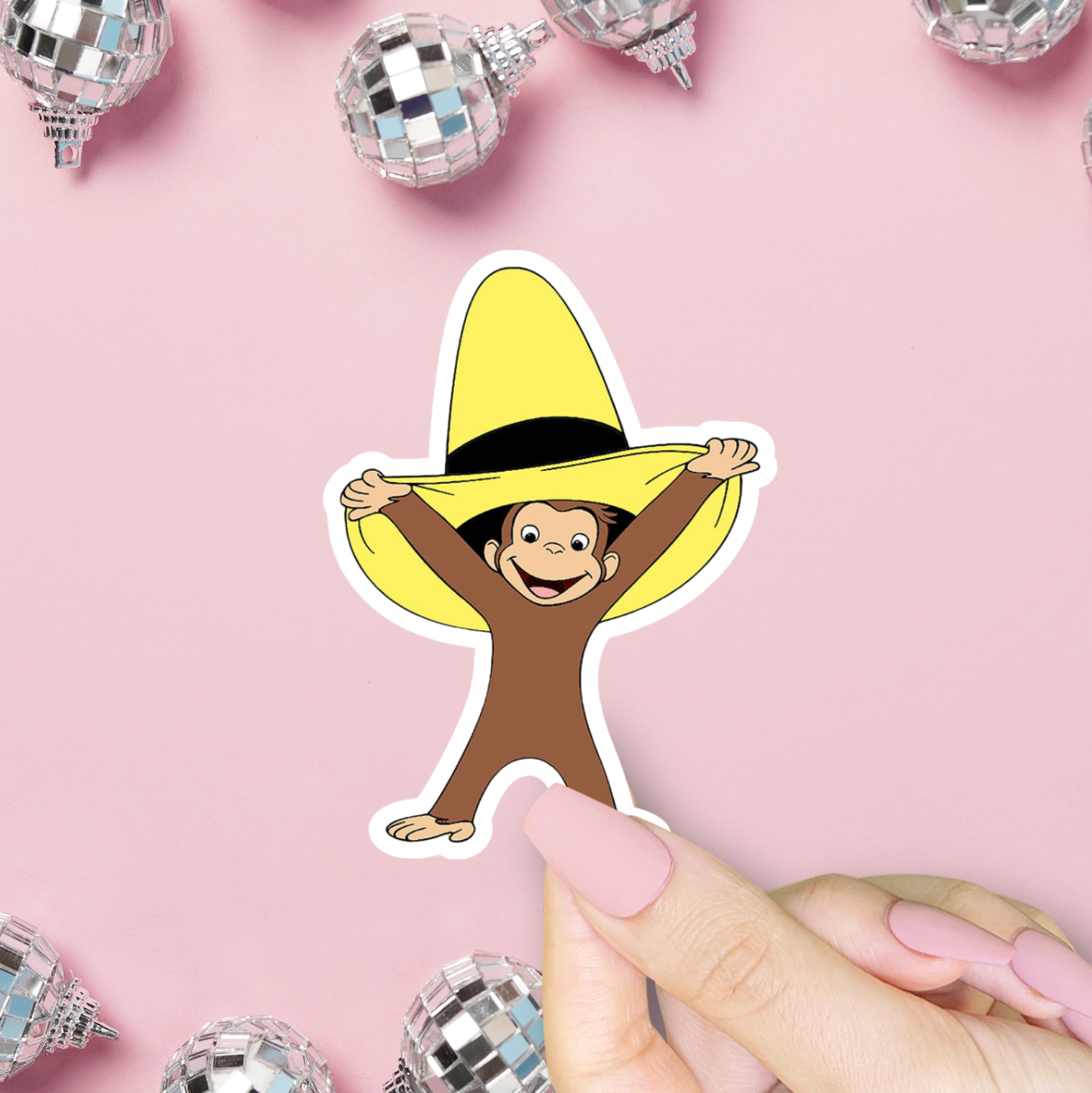 "Curious George in Yellow Hat" Sticker
