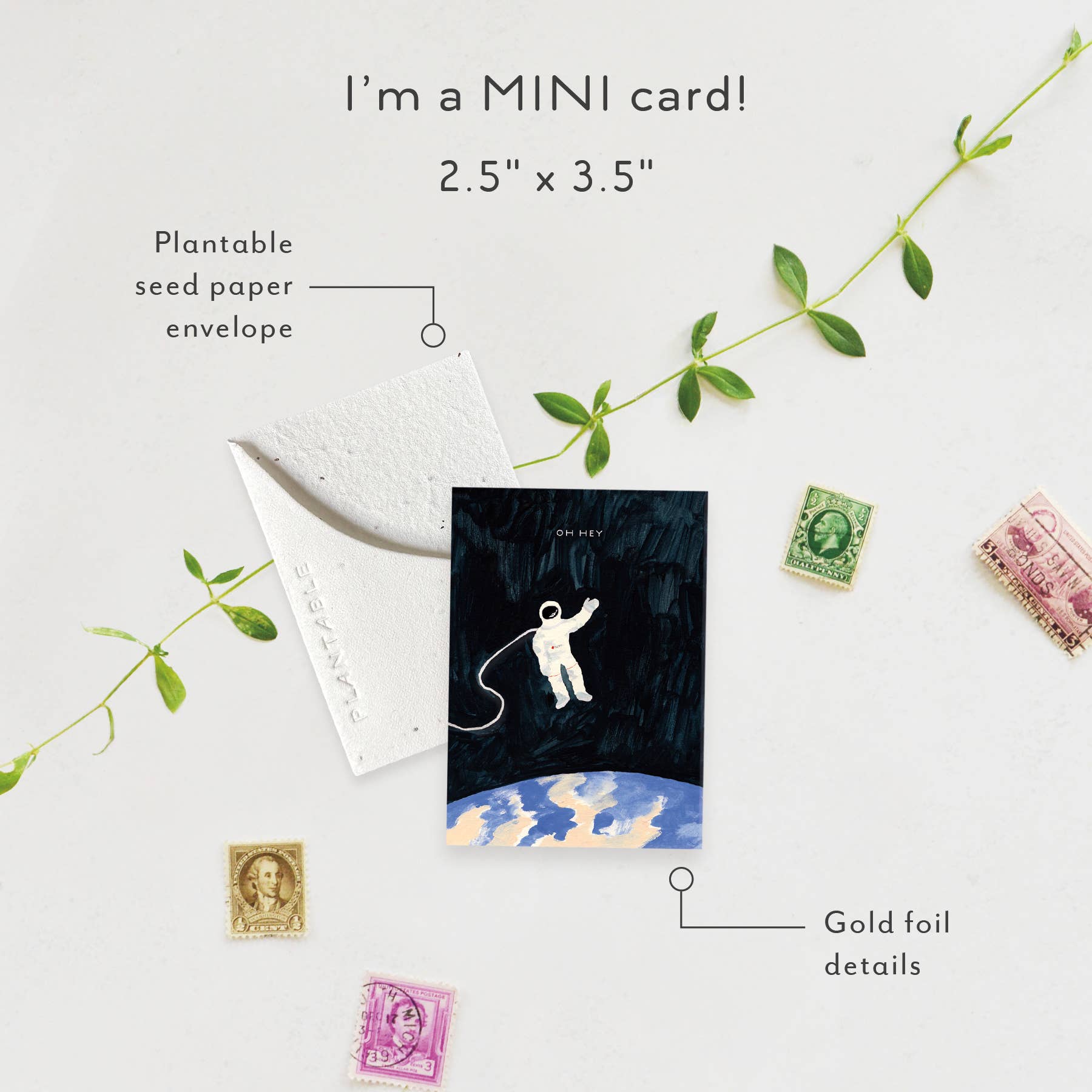 Astronaut Sprout - Friendship Mini Greeting Card 2.5" x 3.5"
