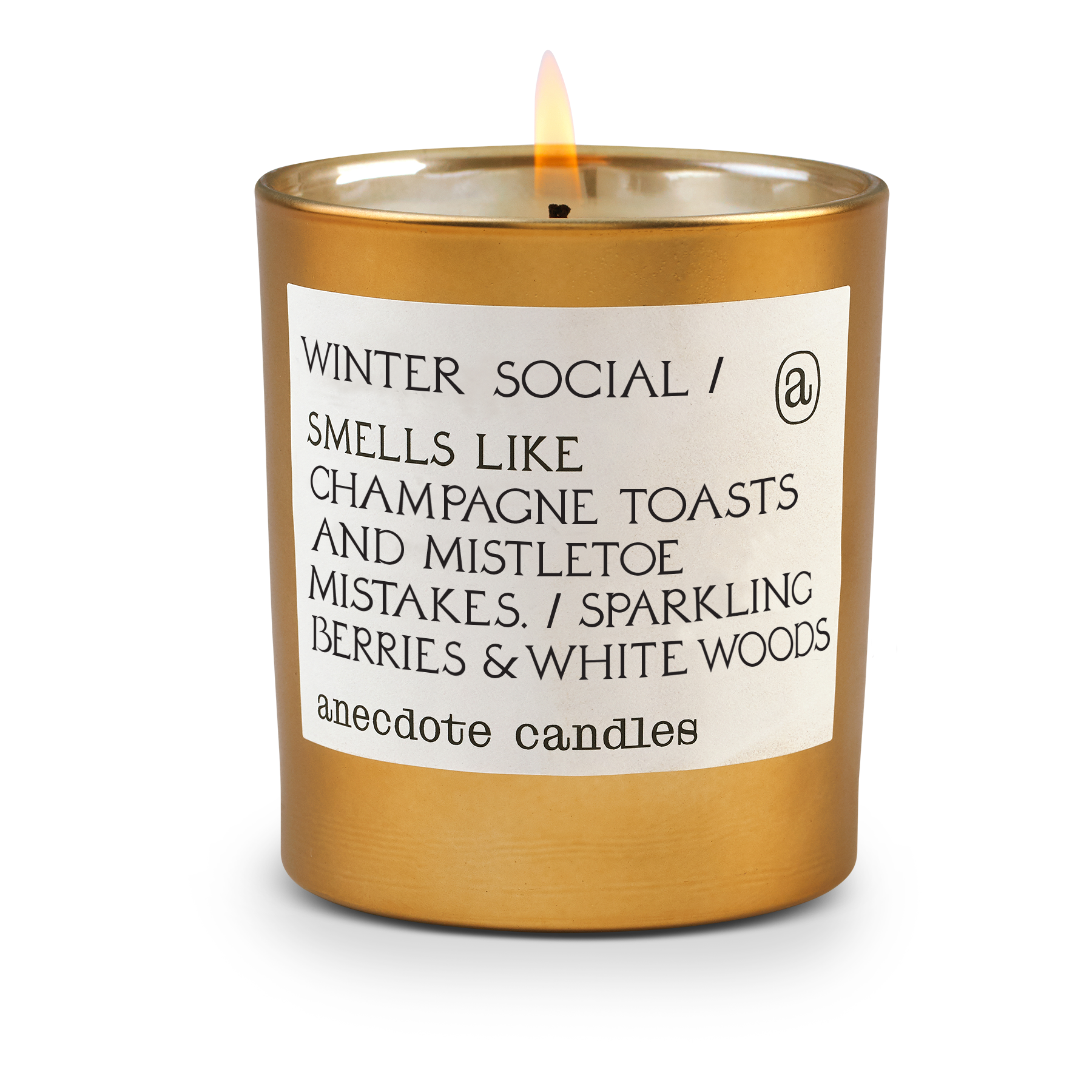 "Winter Social" (Berries & White Woods) Gold Tumbler Candle