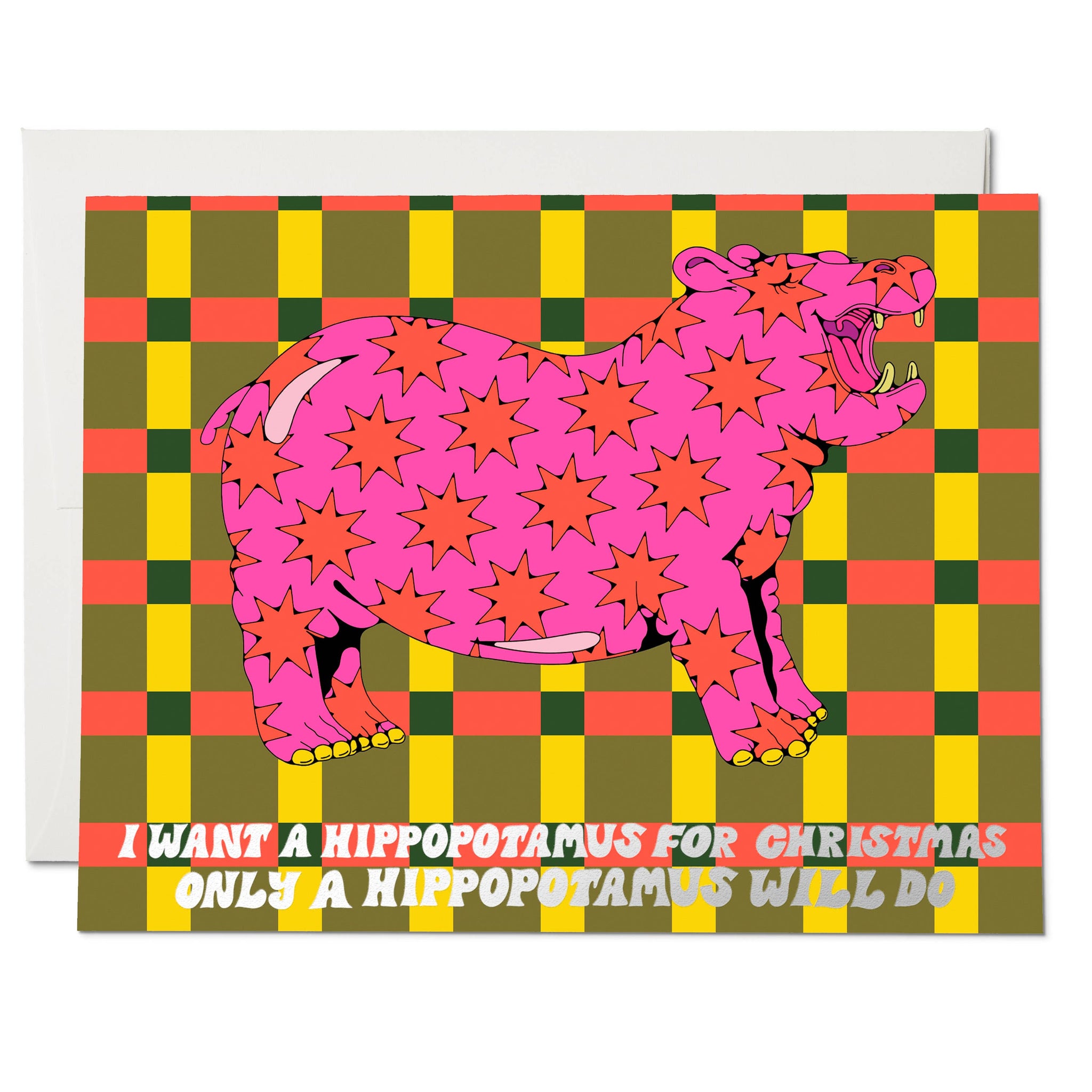 "Christmas Hippo" Holiday Greeting Card