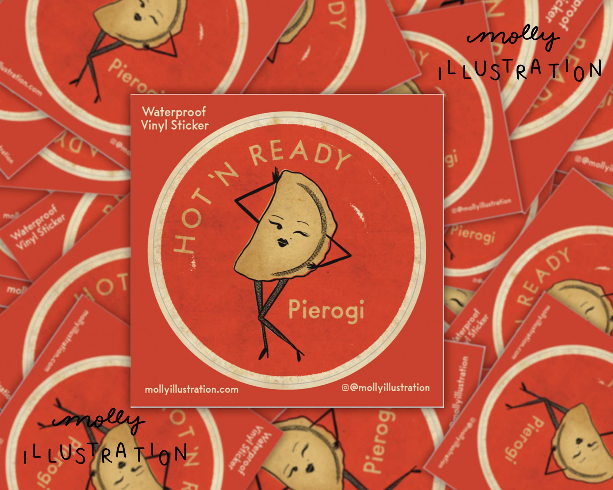 "Hot ‘N Ready Pierogi" Vinyl Waterproof Sticker