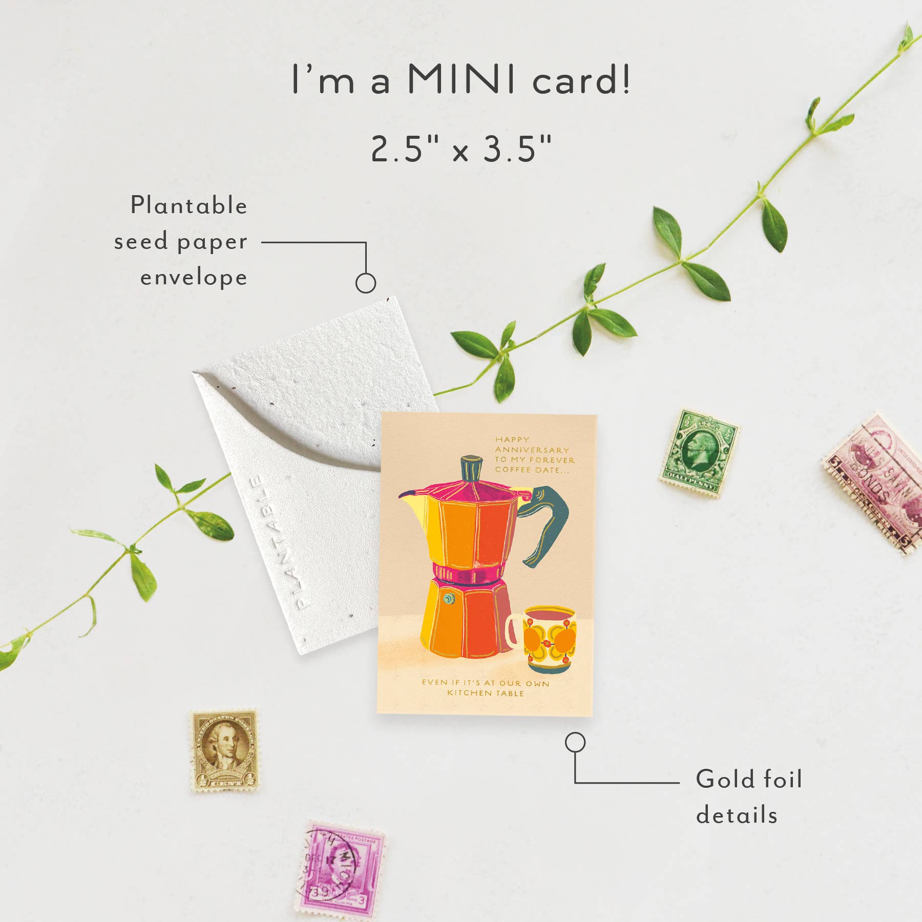 Espresso Sprout - Mini Greeting Card (2.5" x 3.5")
