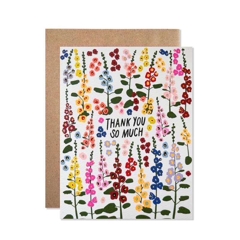 "Hollyhocks Thank You" Greeting Card