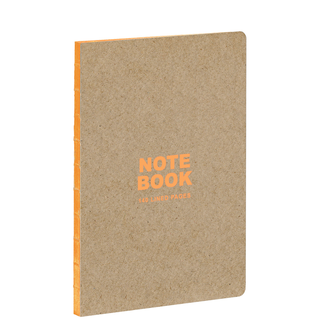 "Kraft and Neon Orange" Paperback A5 Notebook