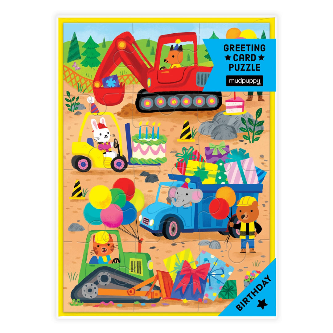 "Construction Site" Birthday Greeting Card Puzzle (12 Piece)