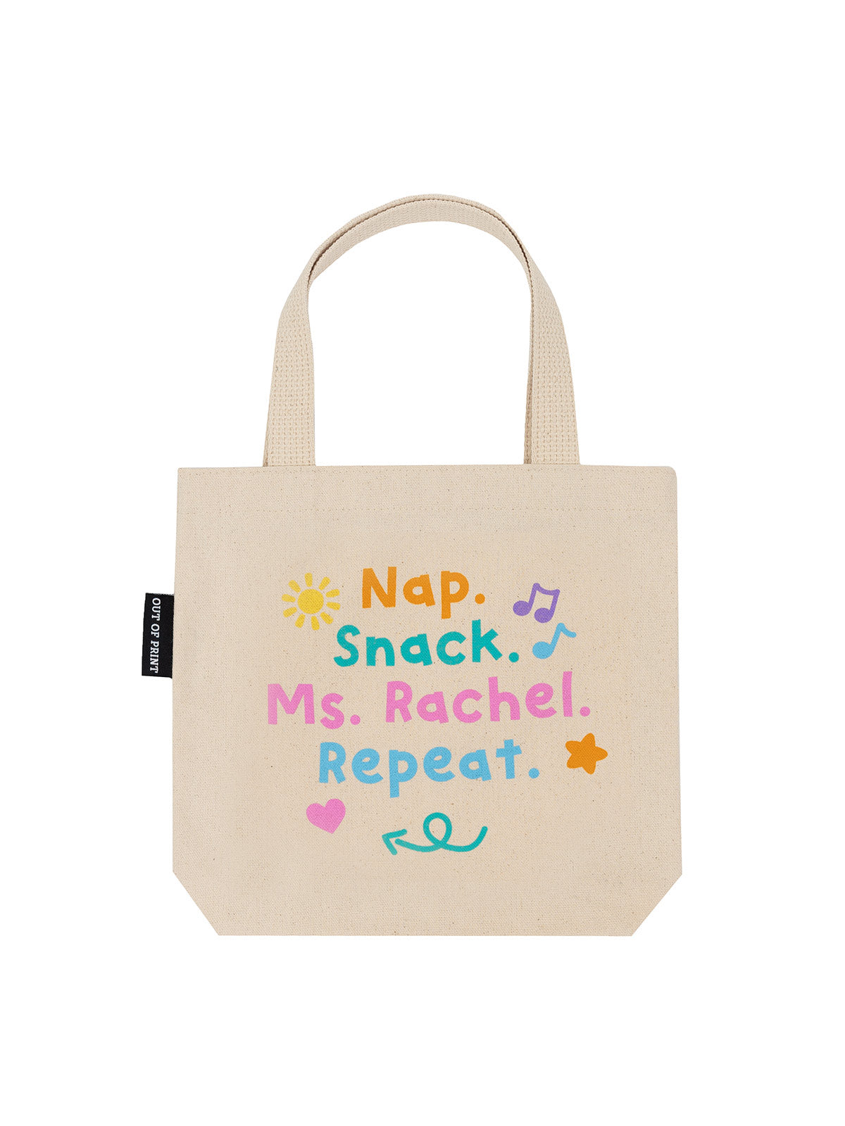 "Nap. Snack. Ms. Rachel. Repeat" Mini Tote Bag