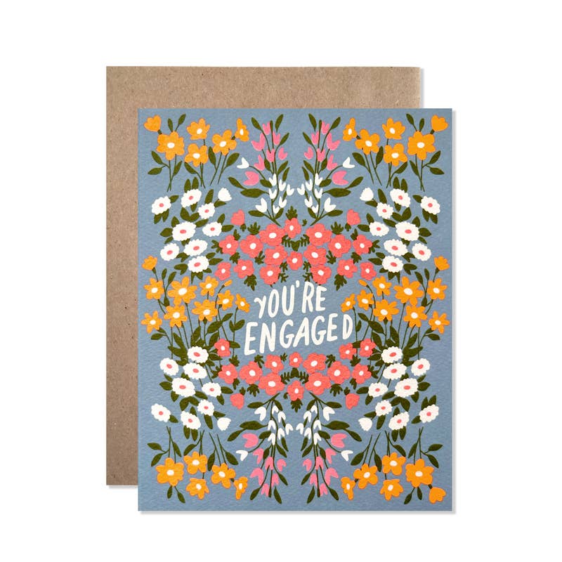 "You're Engaged - Blue Garden" Greeting Card