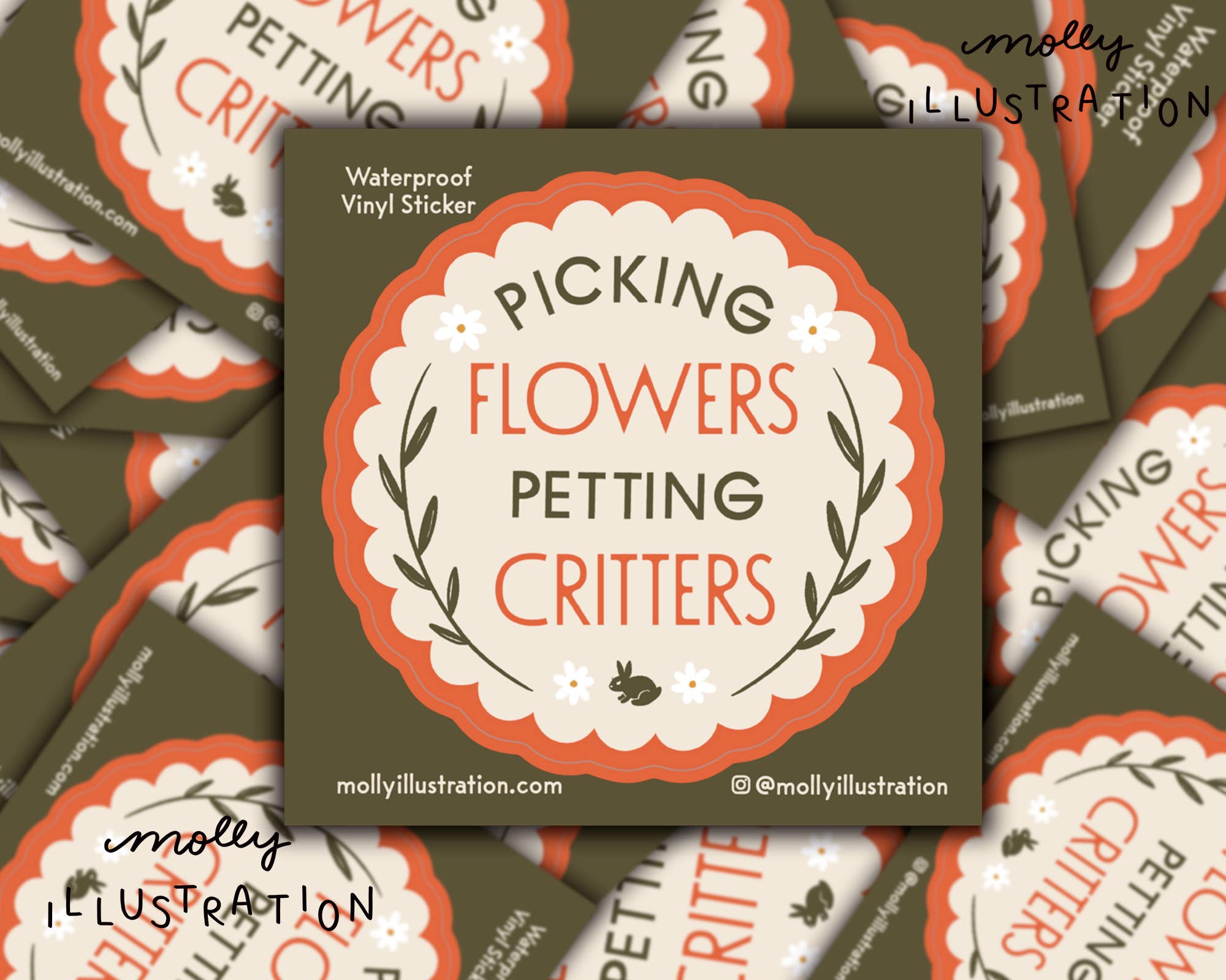 "Picking Flowers, Petting Critters" Waterproof Vinyl Sticker