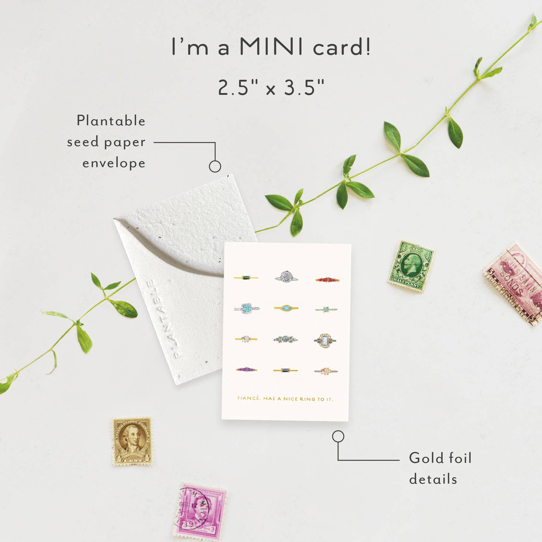 "Fiancé" Mini Greeting Card