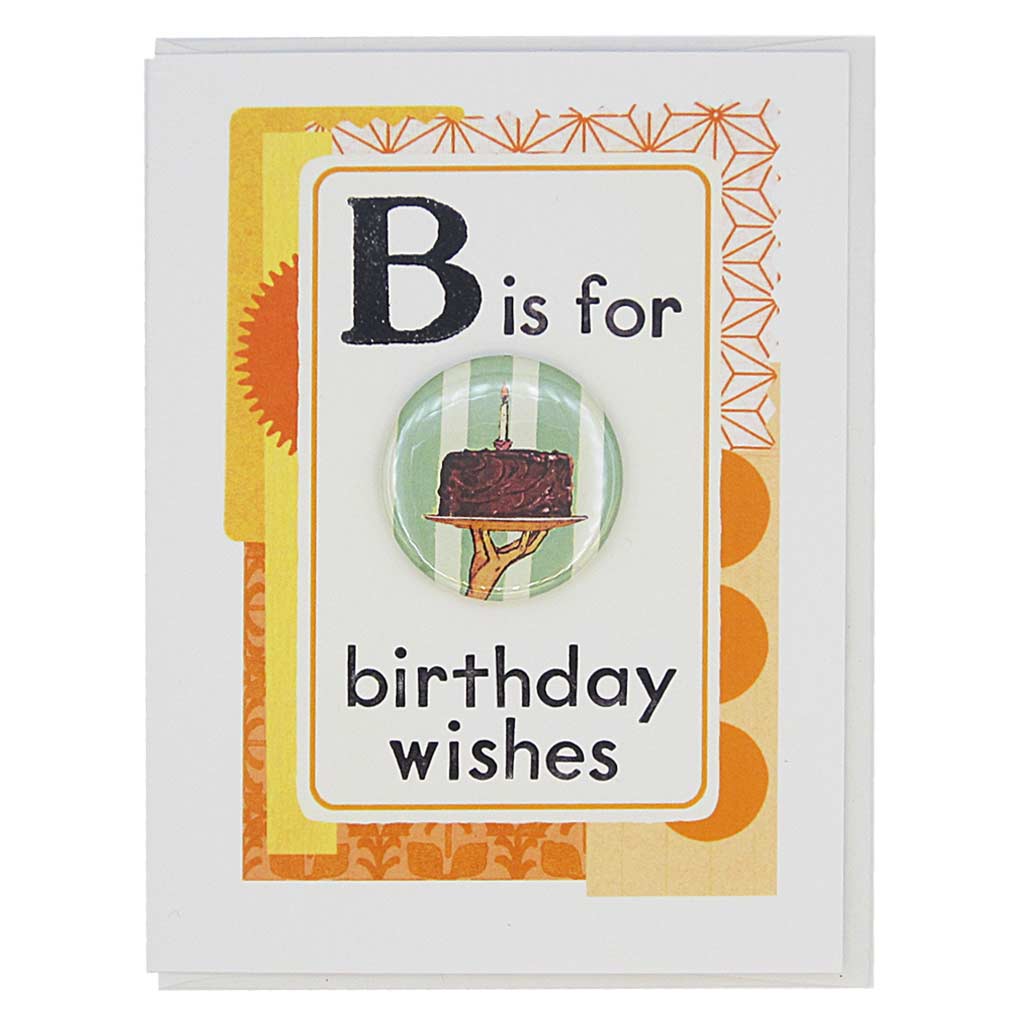 "Birthday Wishes" Greeting Card & Button