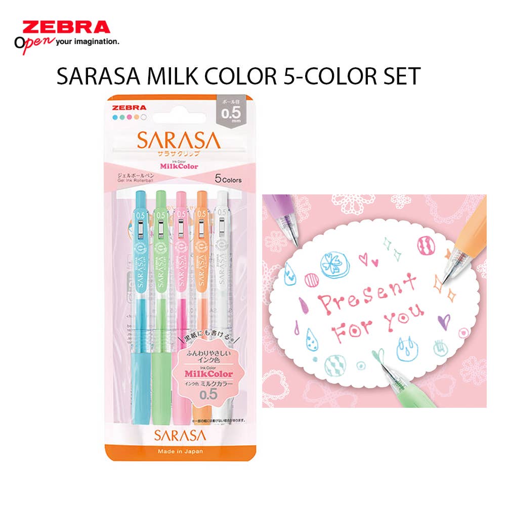 Zebra SARASA Clip Retractable Gel Pen Milk Color 5-Packs (0.5mm)