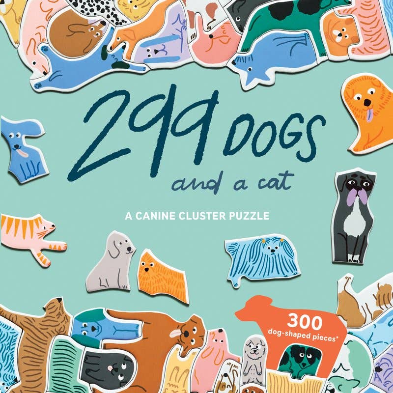"299 Dogs (And a Cat)" Canine Cluster Puzzle (300 Dog-Shaped Pieces)