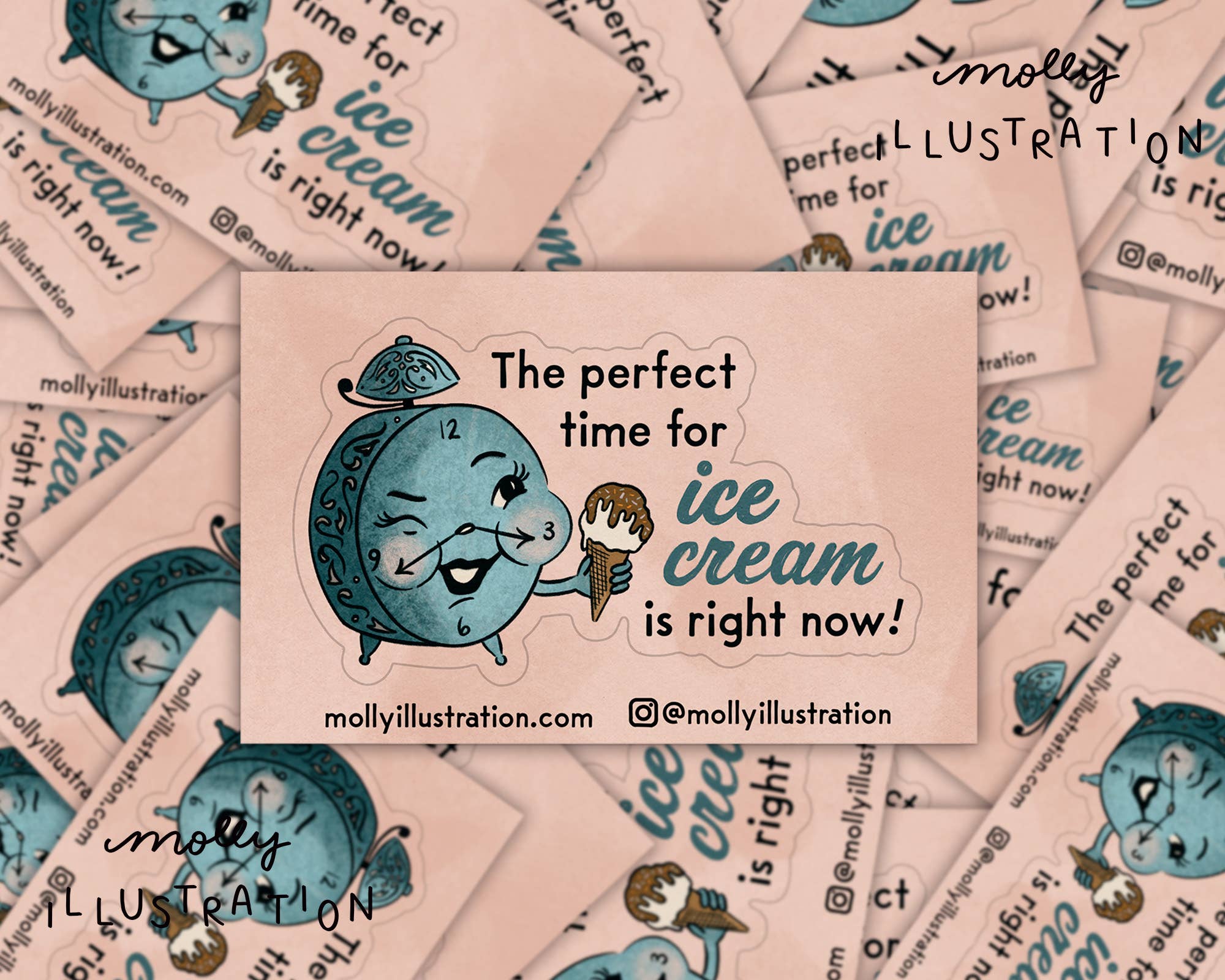 "Perfect Time for Ice Cream" Waterproof Kiss Cut Vinyl Sticker