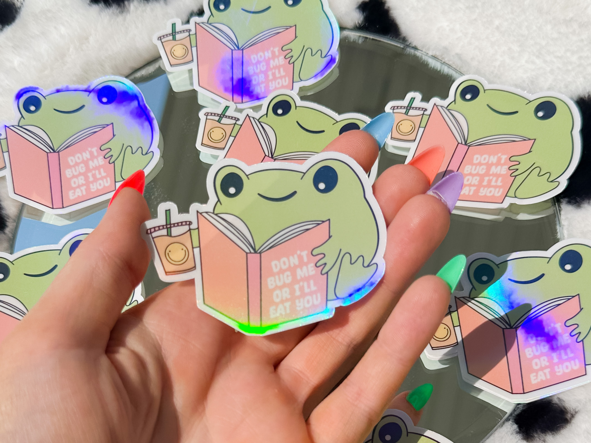 "Don't Bug Me Or I'll Eat You" Holographic Sticker