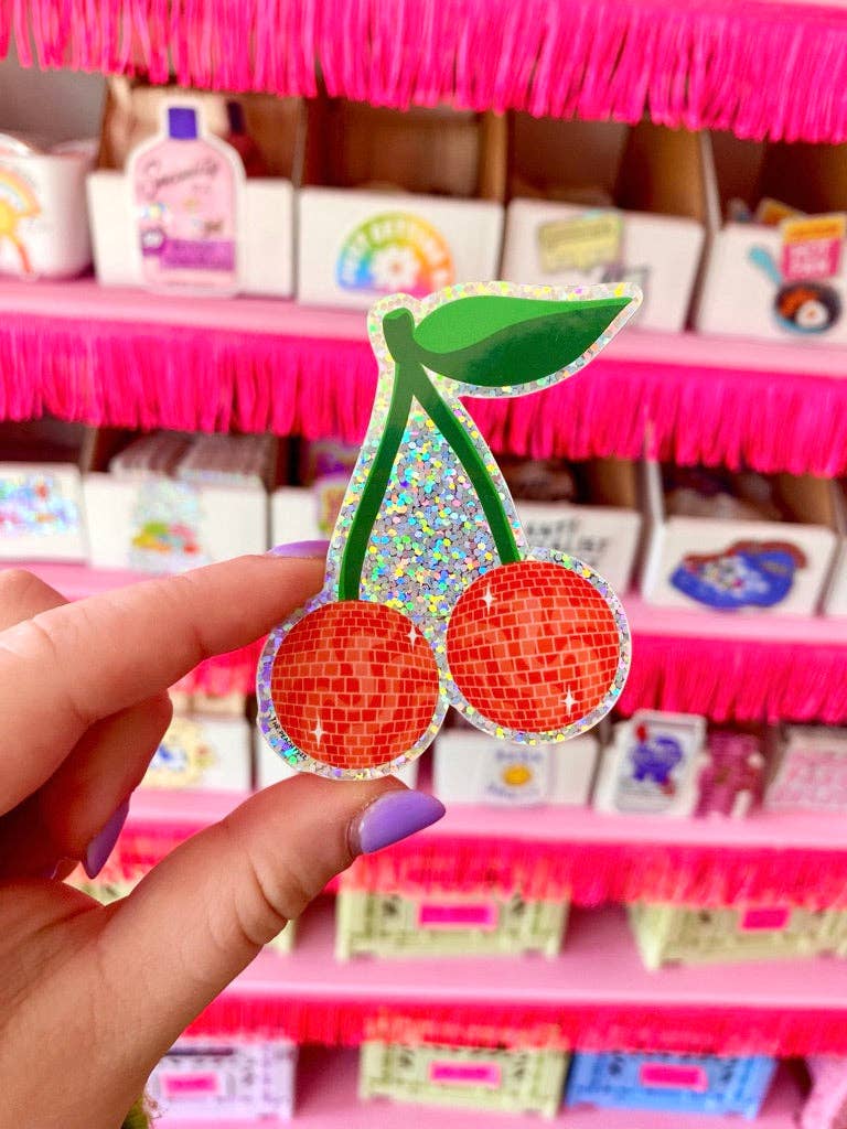 "Disco Cherries" Glitter Sticker
