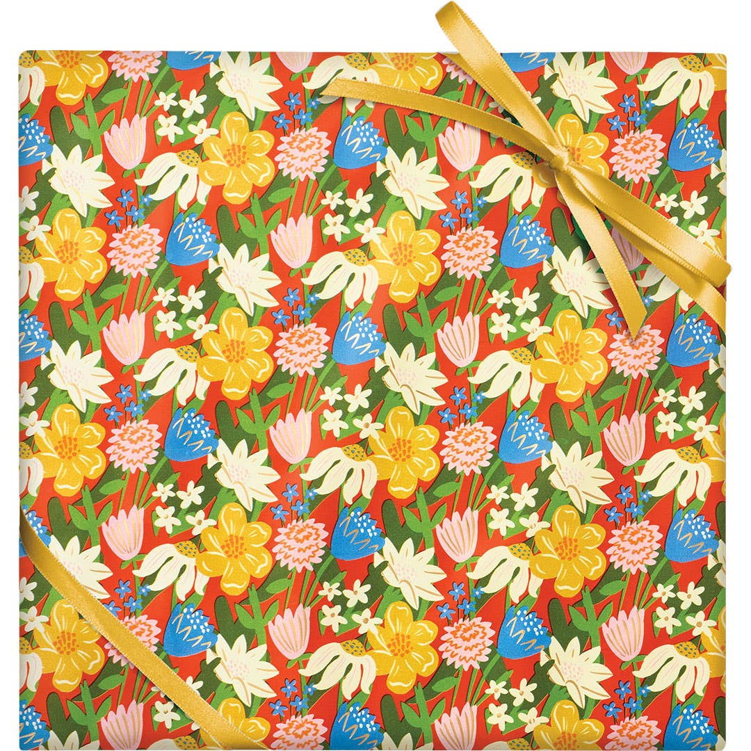 "Retro Flower Market" Wrapping Paper Roll