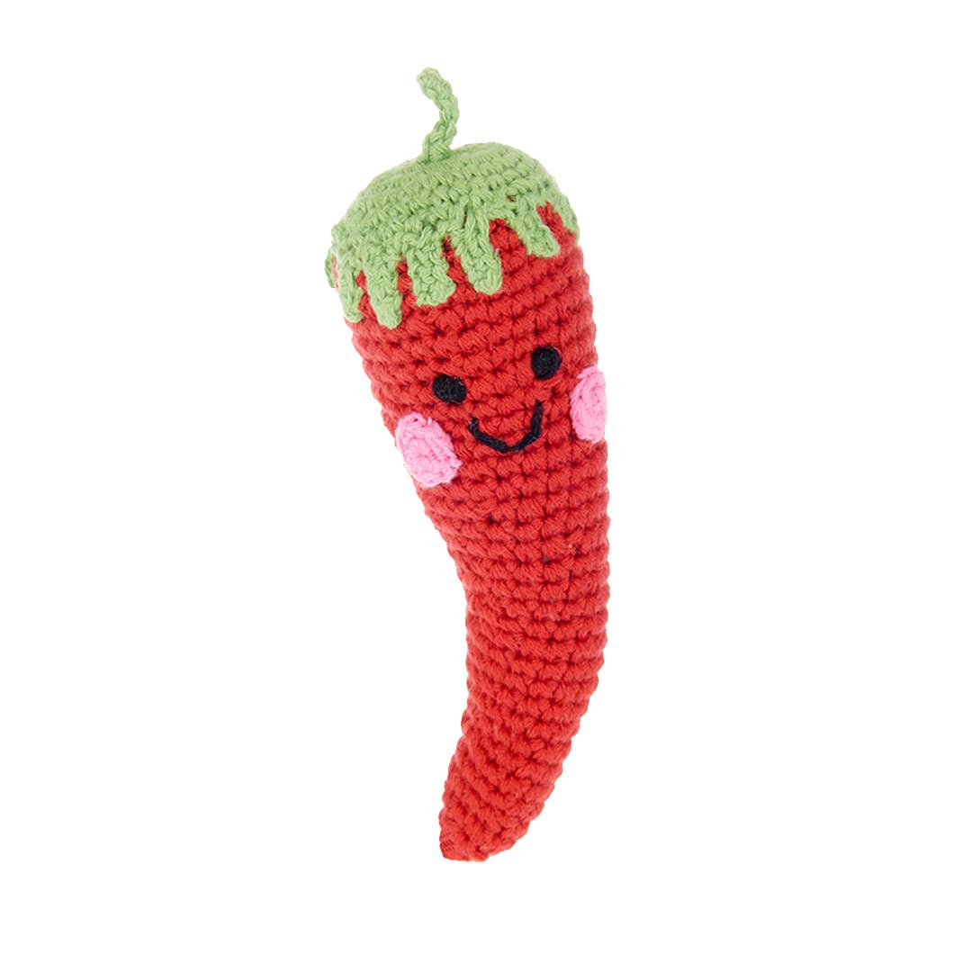 Friendly Red Chili Plush Toy Rattle