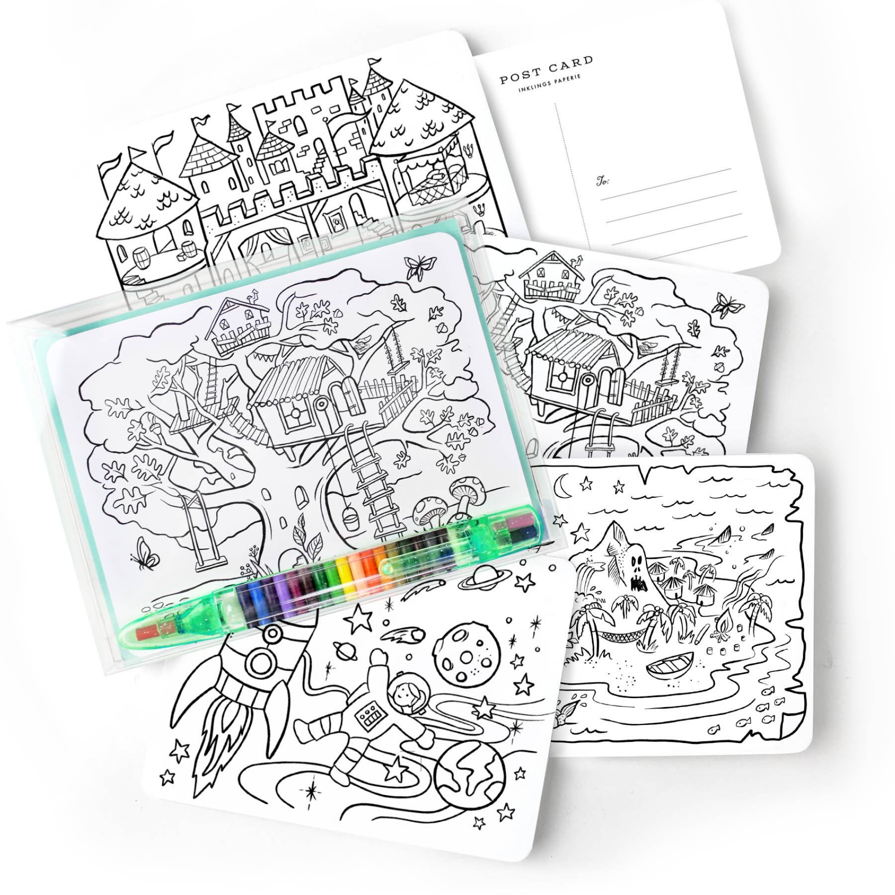 Kids Color-In Postcard Kit - Set of 12 – More Than Words