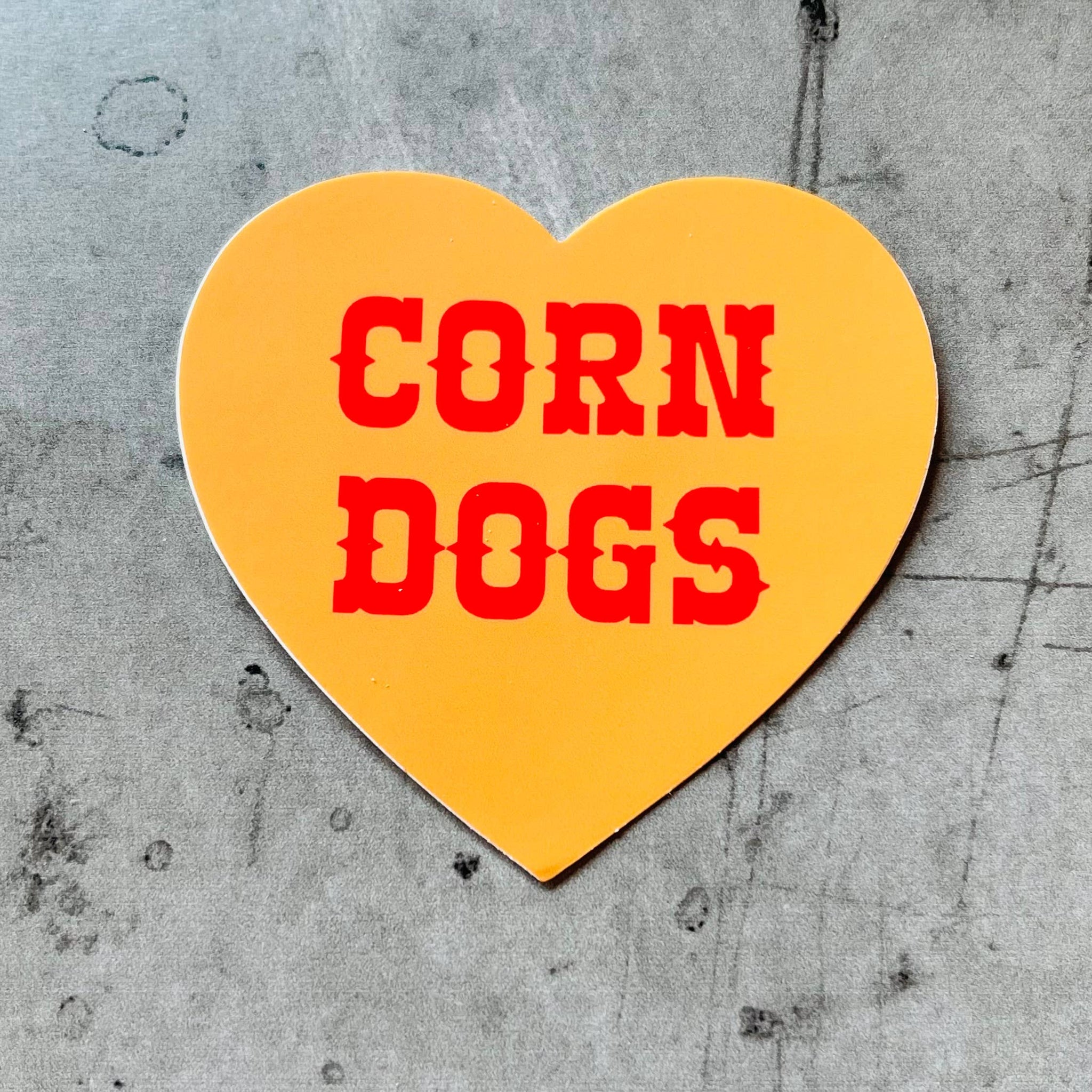 "Corn Dogs" Heart Sticker