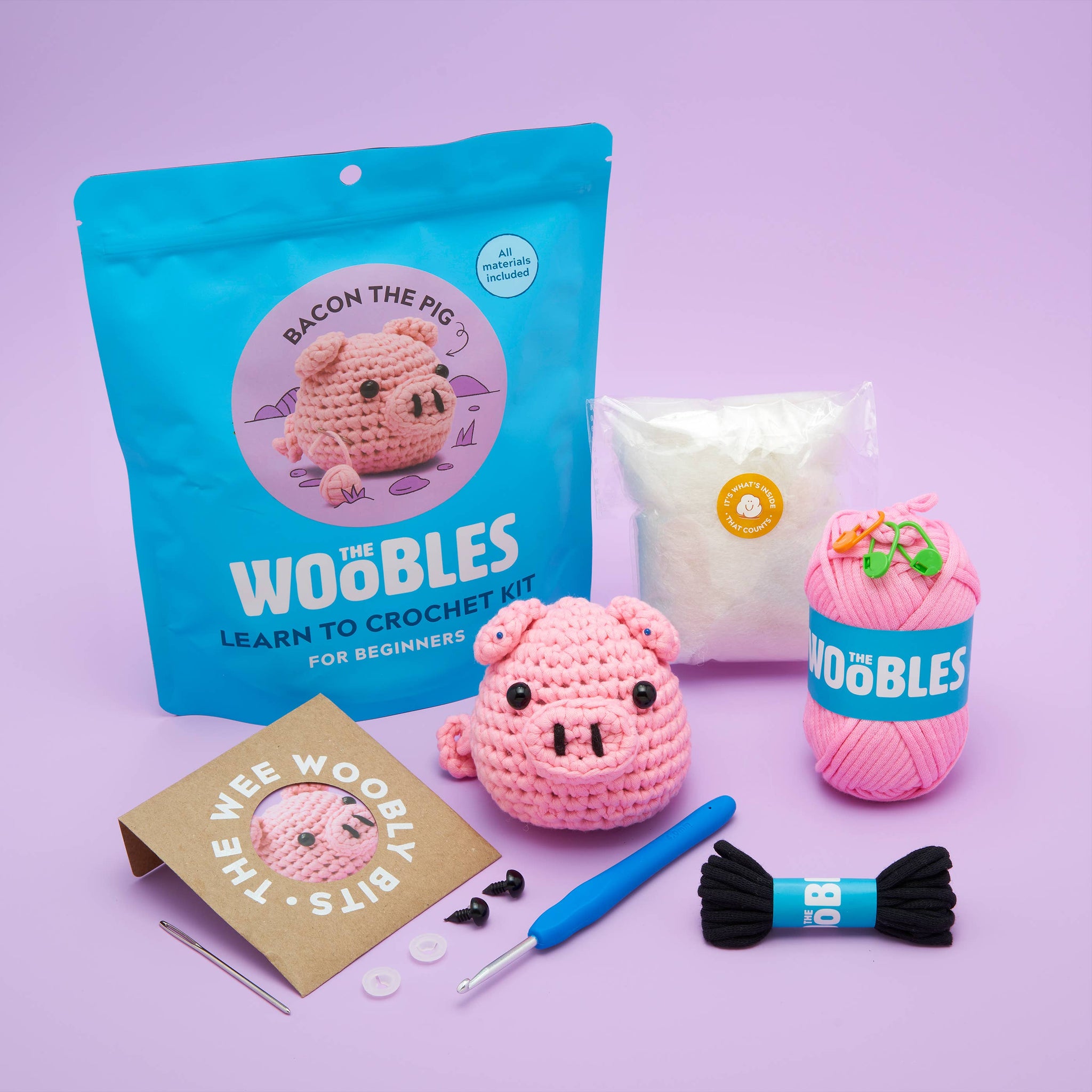 “Bacon the Pig” Beginner Crochet Kit - The Woobles