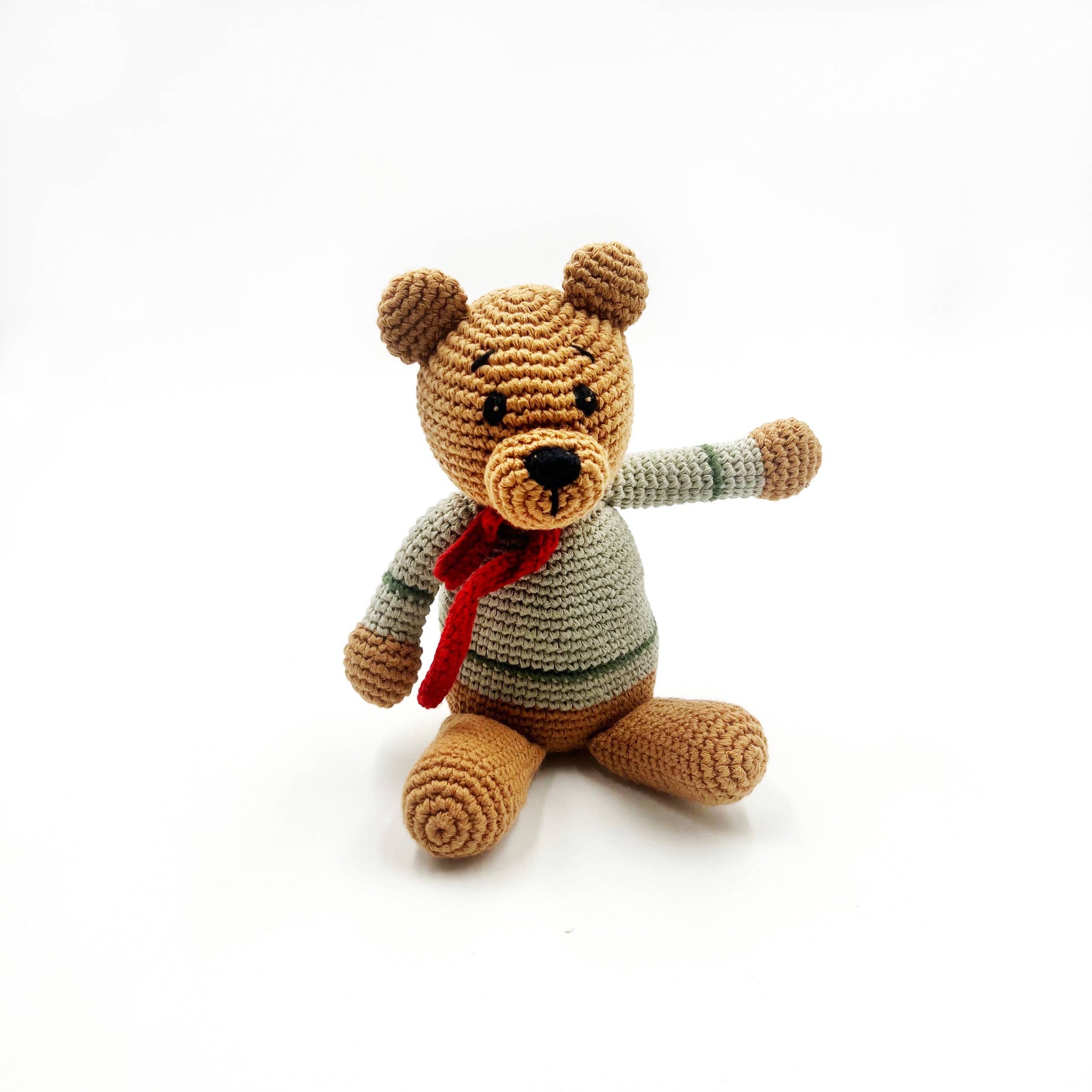 Friendly Teddy Bear Plush Rattle - Teal