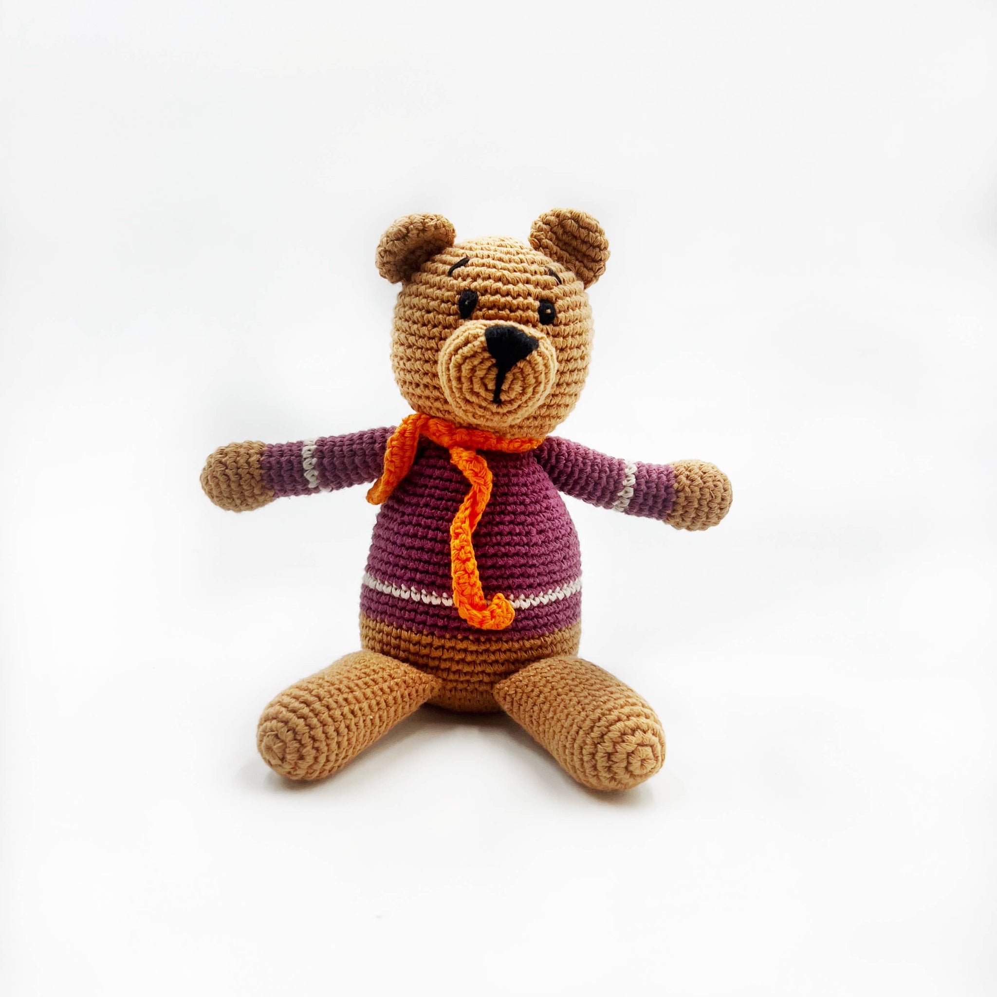 Friendly Teddy Bear Plush Rattle - Soft Purple